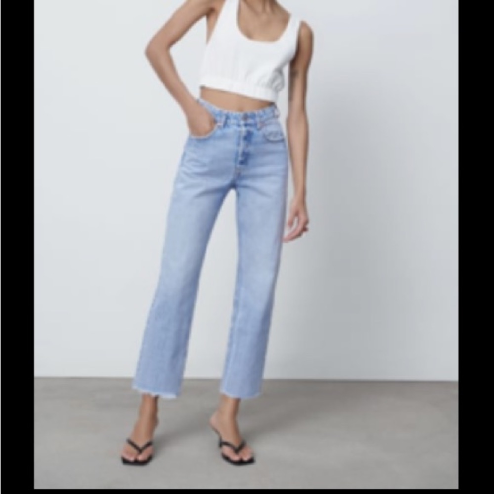 Zara Jeans - Zara high-rise straight leg jeans in light blue